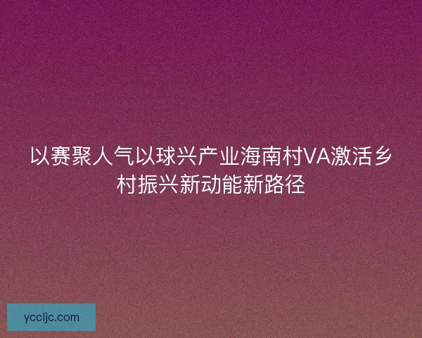 以赛聚人气以球兴产业海南村VA激活乡村振兴新动能新路径